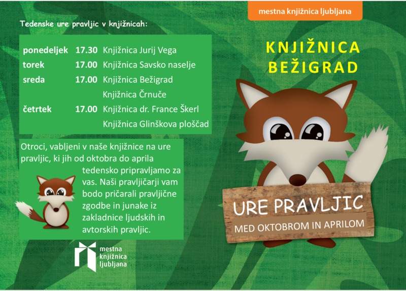 ODPOVEDANO Ura pravljic v Knjižnici Bežigrad